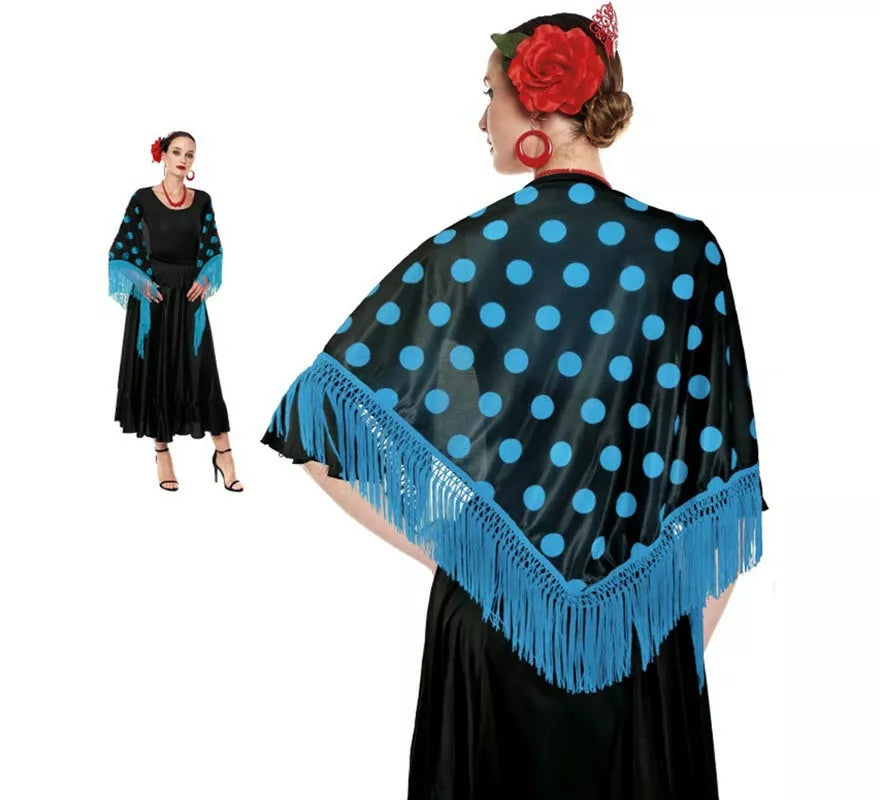 Translation missing: it.Mantón Sevillana o Chulapa de 150x60 cm negro y lunares en varios colores
