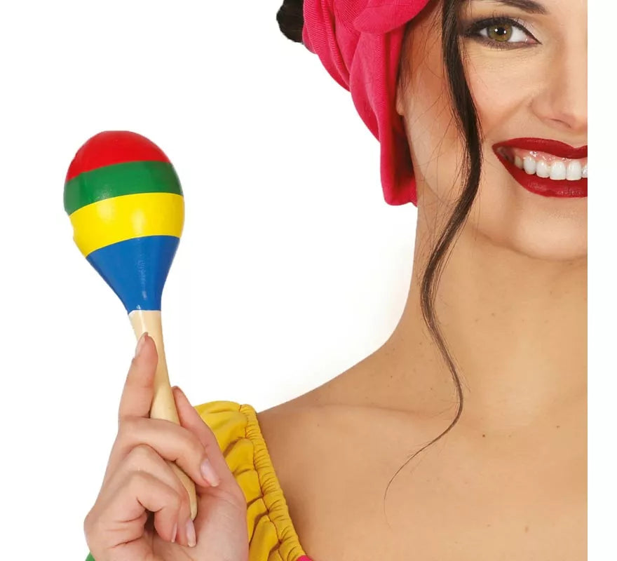 Translation missing: it.Maraca multicolor de madera de 20 cm