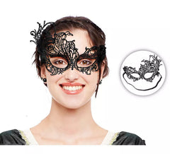 Maschera asimmetrica in pizzo nero