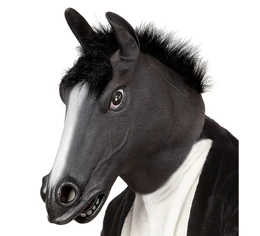 Translation missing: es.Máscara Cabeza de Caballo Negro con pelo