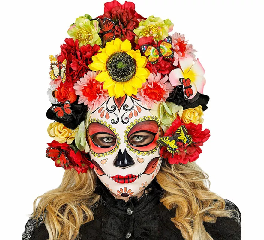 Translation missing: it.Máscara Catrina Día de Los Muertos con Flores