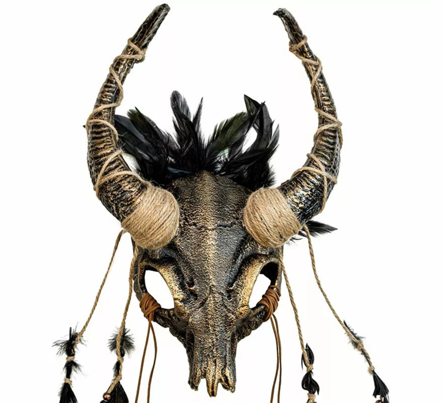 Máscara Chamán Calavera con Plumas