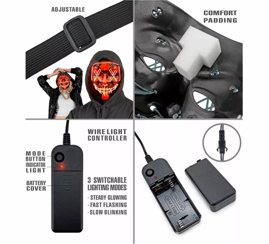 Máscara de Asesino Aterrador con LED rojo