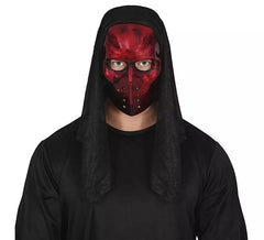 Maschera rossa da hockey con cappuccio in pvc