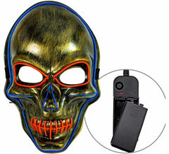 Maschera teschio dorata a LED colorata