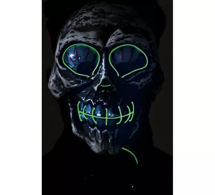 Máscara de Calavera loca con luz Verde