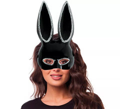 Maschera da coniglio nero lucido in plastica per adulto