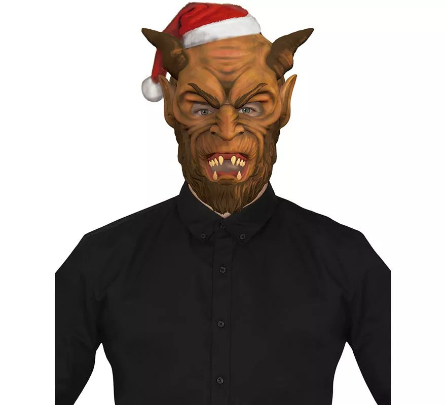 Translation missing: it.Máscara de Demonio Krampus con gorro de Papá Noel