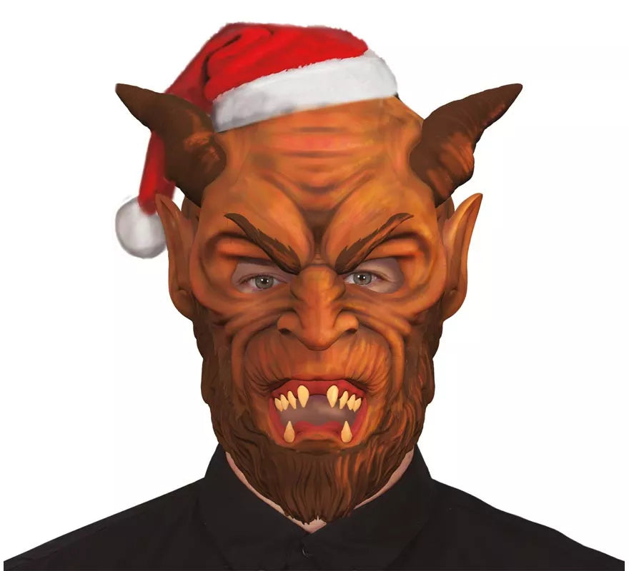 Translation missing: it.Máscara de Demonio Krampus con gorro de Papá Noel