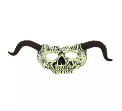 Maschera scheletro cornuta a metà faccia