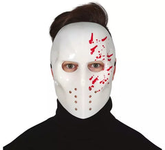 Maschera da hockey bianca con sangue in PVC