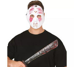 Maschera da hockey insanguinata con machete