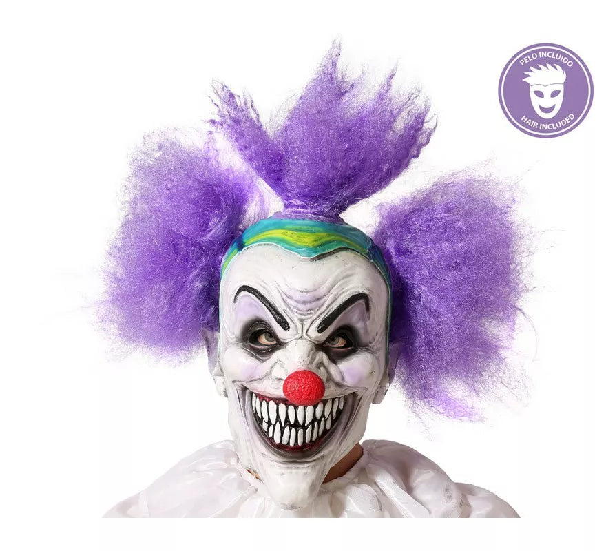 Translation missing: it.Máscara de Payaso con Cabello Morado de Látex