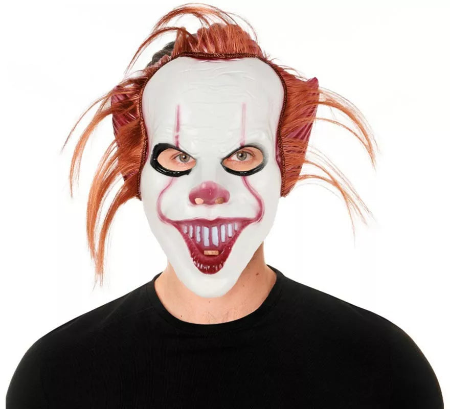 Translation missing: it.Máscara de Payaso con pelo rojo de plástico