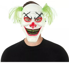 Maschera da clown con capelli in plastica verde