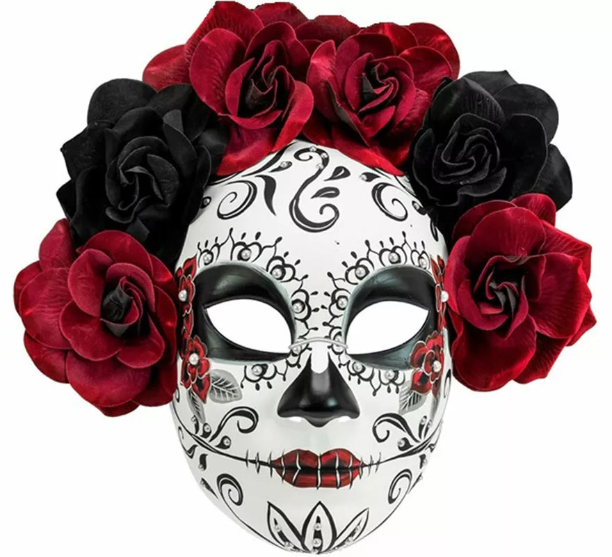 Translation missing: it.Máscara Día de Los Muertos con Rosas