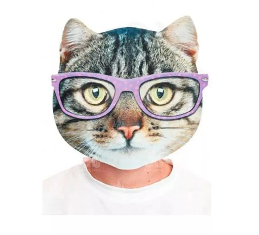 Translation missing: it.Máscara Gato con gafas estampado
