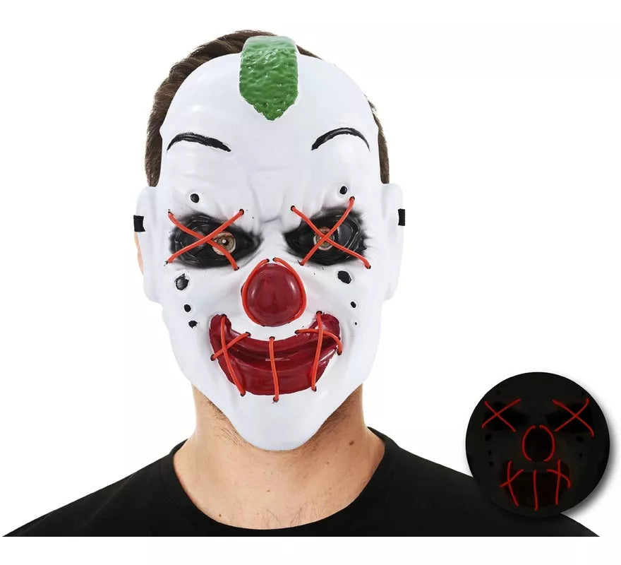 Translation missing: it.Máscara Payaso Mohicano con Tubo de Luz