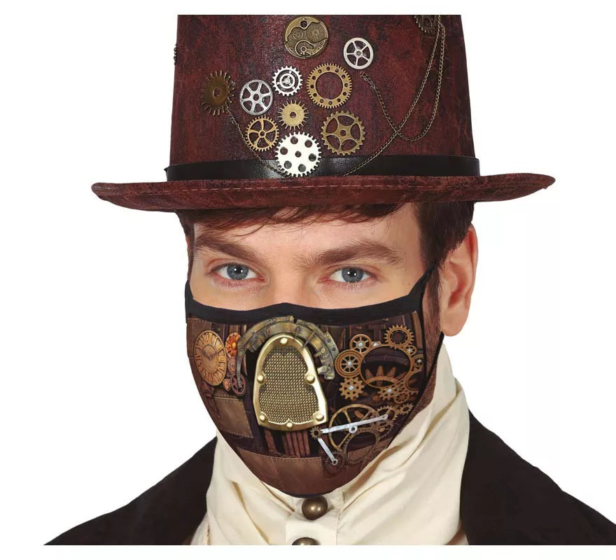 Translation missing: it.Mascarilla 3 Capas de Tela Steampunk para adultos