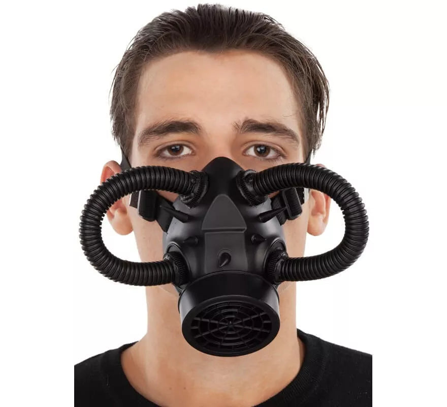 Translation missing: it.Mascarilla de Gas Steampunk Negra con tubos