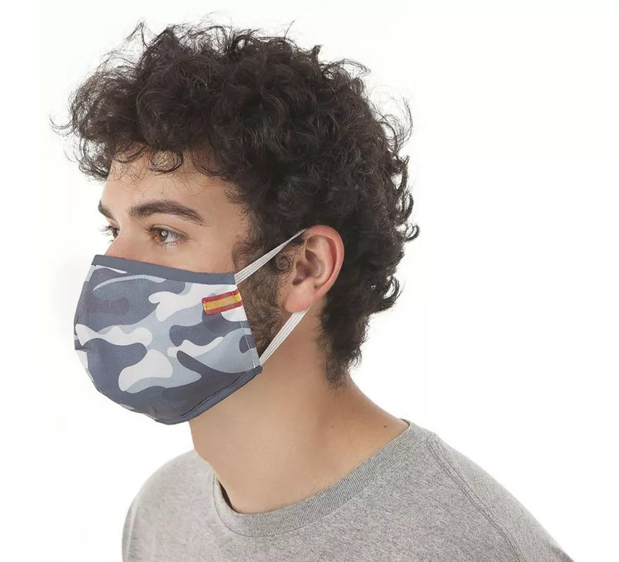 Translation missing: es.Mascarilla Higiénica Camuflaje gris con Bandera 3 filtros