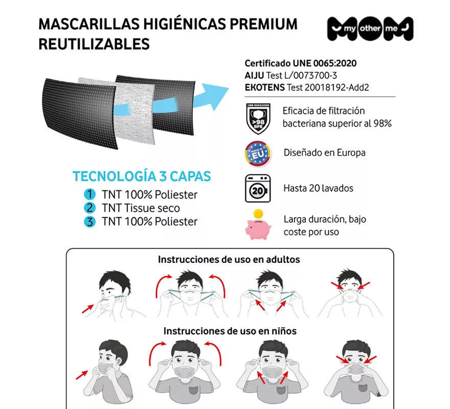 Mascarilla higiénica infantil Roja Adornos Navidad