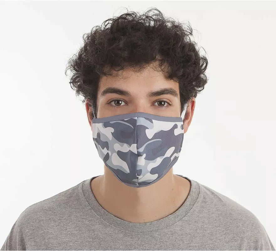 Translation missing: es.Mascarilla Higiénica Protectora Camuflaje gris 3 filtros