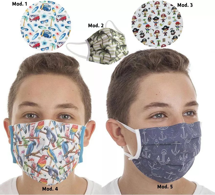 Translation missing: it.Mascarilla Higiénica Protectora infantil Verano estampados surtidos 3 filtros