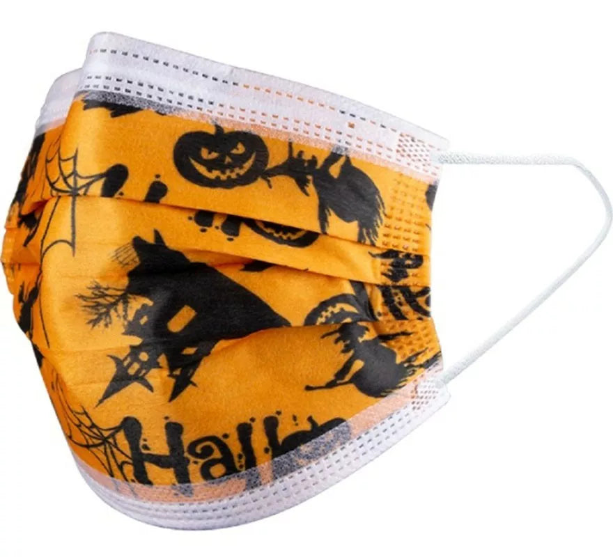 Translation missing: es.Mascarilla Higiénica Triple Capa Halloween naranja infantil