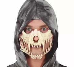 Mezza maschera teschio zanne corte in pvc