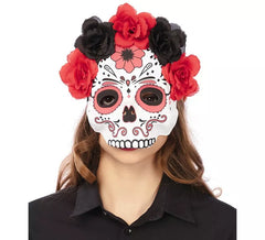 Catrina Mezza Maschera con fiori adulto 22x23 cm