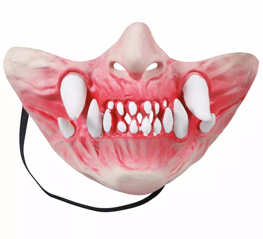 Media Máscara con Colmillos Grandes de Látex