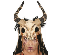 Mezza maschera con teschio di ariete