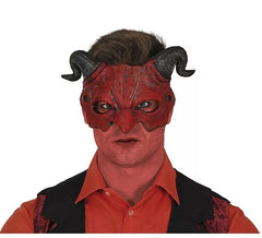 Mezza maschera da demone cornuto in schiuma