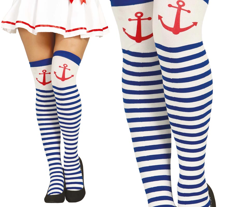 Translation missing: es.Medias de Marinera rayadas con anclas