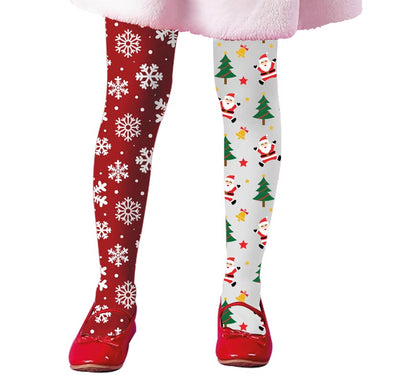 Medias Navideñas doble estampado copos y árbol infantiles