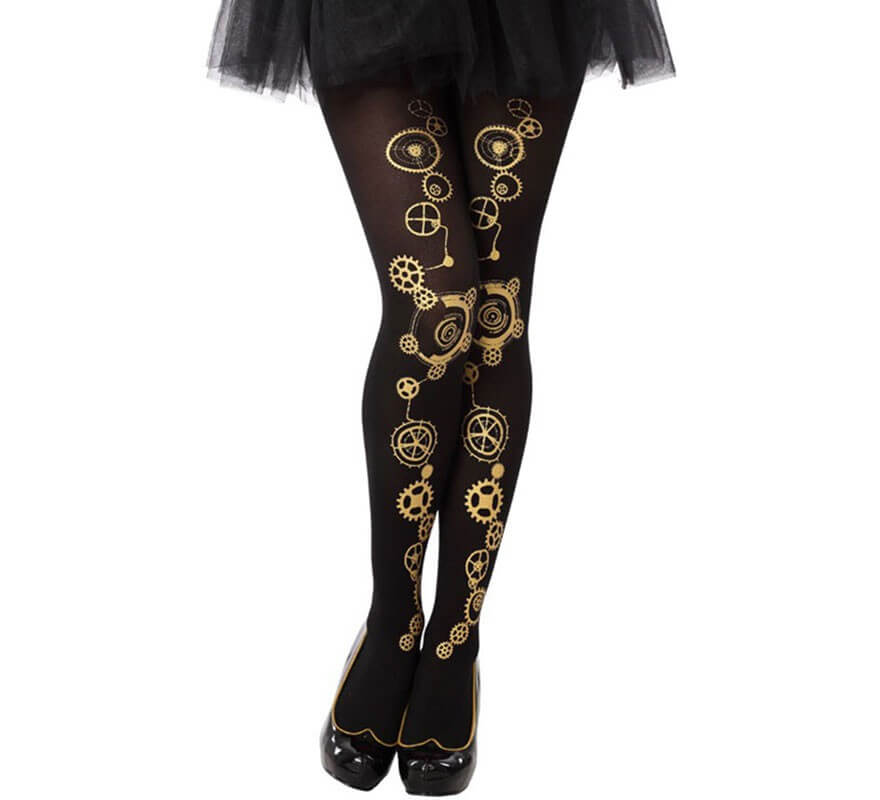 Translation missing: es.Medias Negras Steampunk con Engranajes