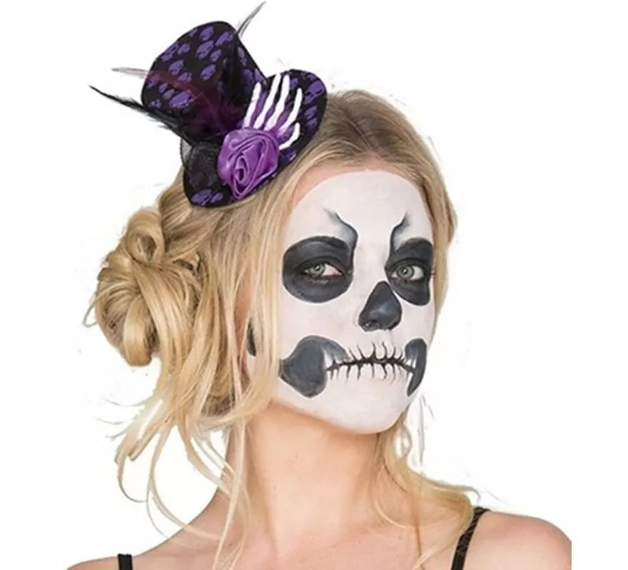 Translation missing: it.Mini Sombrero de Calaveras con mano y flor