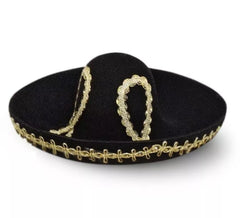 Mini sombrero messicano per adulti nero e oro
