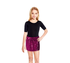 Minigonna con paillettes fucsia per bambina
