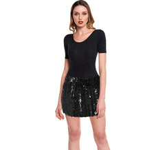 Minigonna nera con paillettes da donna