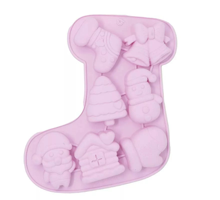 Translation missing: es.Molde Bota Navideña para 7 Galletas de silicona de 26 cm