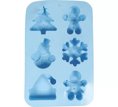 Stampo in silicone Blu per 6 Biscotti di Natale da 16x25 cm