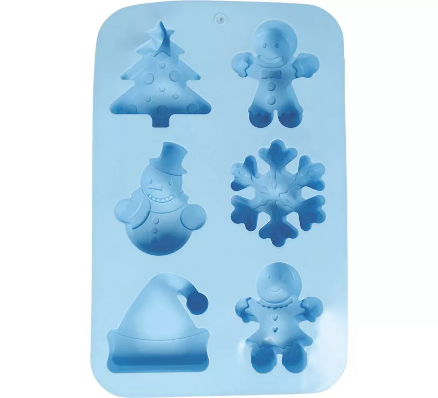 Translation missing: it.Molde de Silicona azul para 6 Galletas Navideñas de 16x25 cm