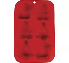 Stampo in silicone rosso per 6 biscotti di Natale da 16x25 cm