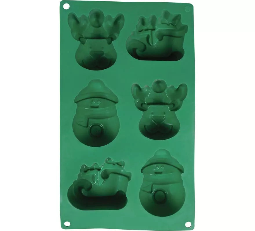 Translation missing: it.Molde de Silicona verde para 6 Galletas de Navideñas de 17x29 cm