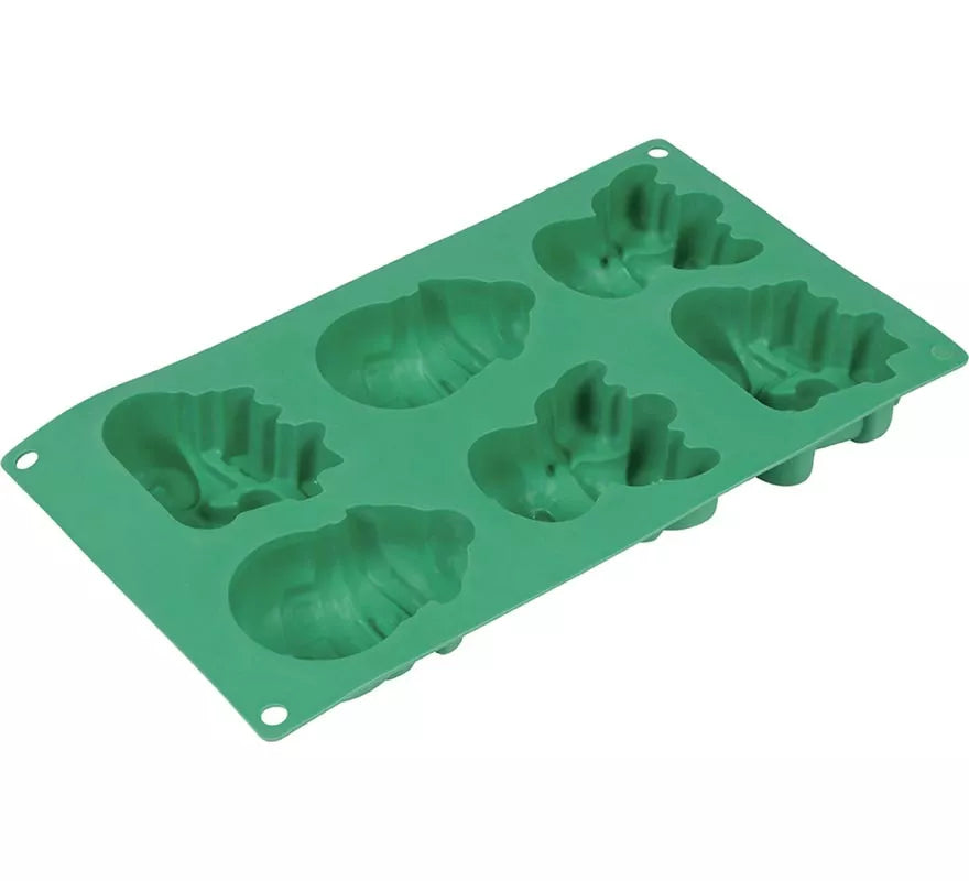 Molde de Silicona verde para 6 Galletas de Navideñas de 17x29 cm