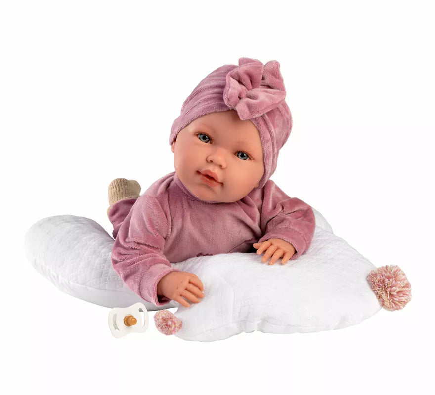 Muñeca Abril Llorona de 42 cm con Chichonera y Conjunto
