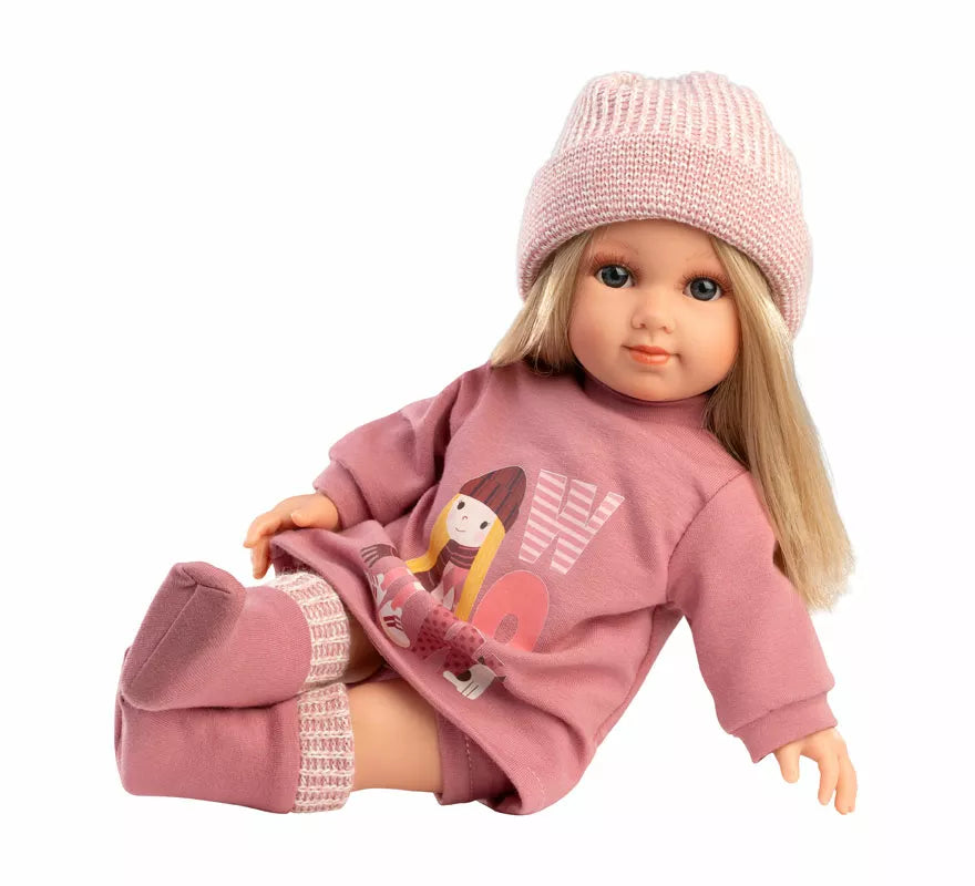Translation missing: it.Muñeca Elena de 35 cm con Vestido y Gorro de Punto