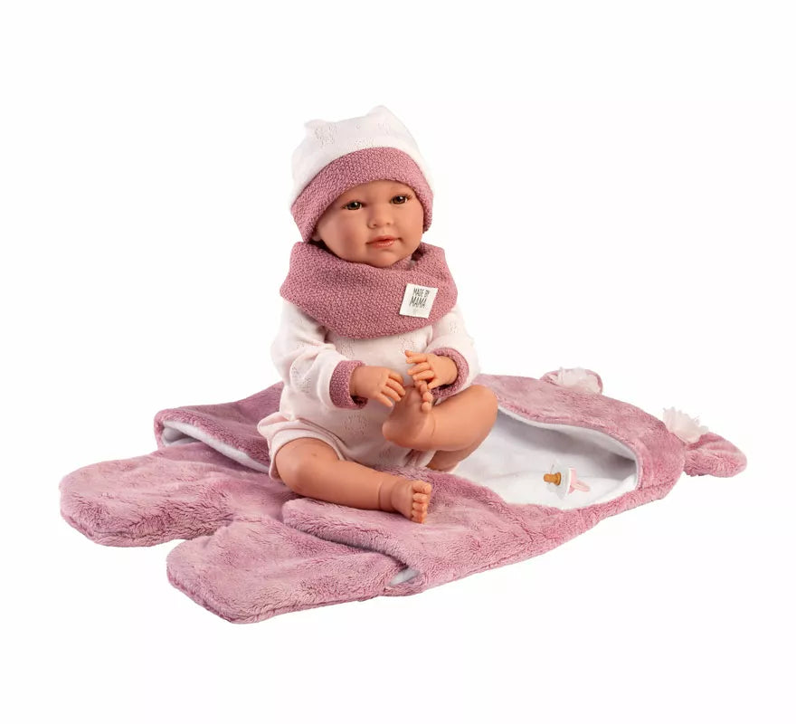 Muñeca Mimi Llorona de 42 cm con Saquito de Osito